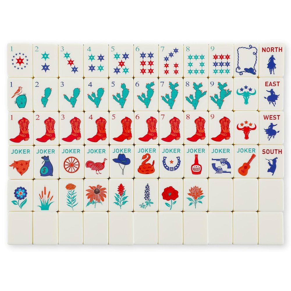 Arrowbash 160 Pcs Texas American Mahjong Set, 1.2 x 0.87 Inches Western Mahjong Tiles, Hand Carved Pattern for Adult Mah Jong Social Games, Beginners, Mah Jong Lovers