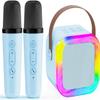 Karaoke Machine for Kids,2025New Mini Portable Karaoke Toys, Karaoke Speaker with 2 Wireless Microphone & Light for Home Party for Adults (Blue-2Mic) view 1