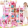 4 Stories Doll House for Girls, DIY Dollhouse Accessories Playhouse with Furniture and 11 Rooms, Pretend Play House with Lights for Kids, Portable Building Dolls Playset Toys Kit Gift for Ages 6+ view 1