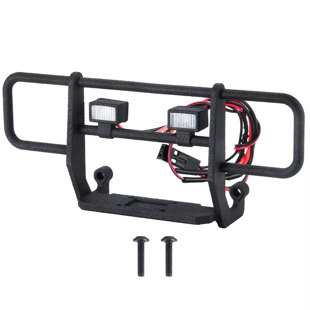 AQWBTYD Rc Car Bumper Compatible with TRX4M K10 1/18 RC Crawler Car Upgrade Parts Plastic Front Bumper with Lights Accessories