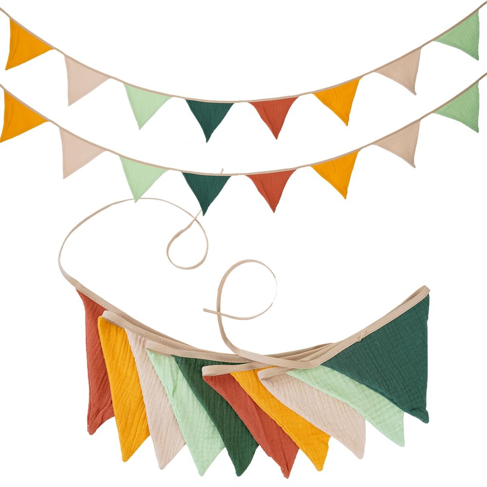 17 ft Pennant Banner Flags, Toddler Boy and Girl Room Decor Pennant, Nursery Garland Triangle Bunting Flag Baby Banner for Nursery Decor Baby Birthday Boho Wedding Shower Party (2PCS, Dark Candy)