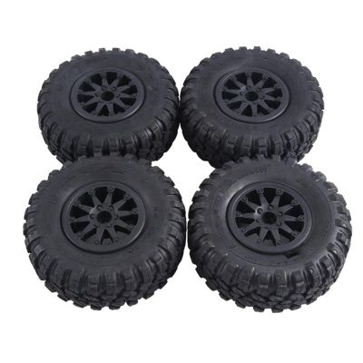 Rc Car Wheel Rim Tire for Axial SCX10 RR10 1:10 RC Rock Crawler 4PCS 118X44mm 2. Inch Rubber Tyres & Plastic Beadlock Wheel Rim(Black)