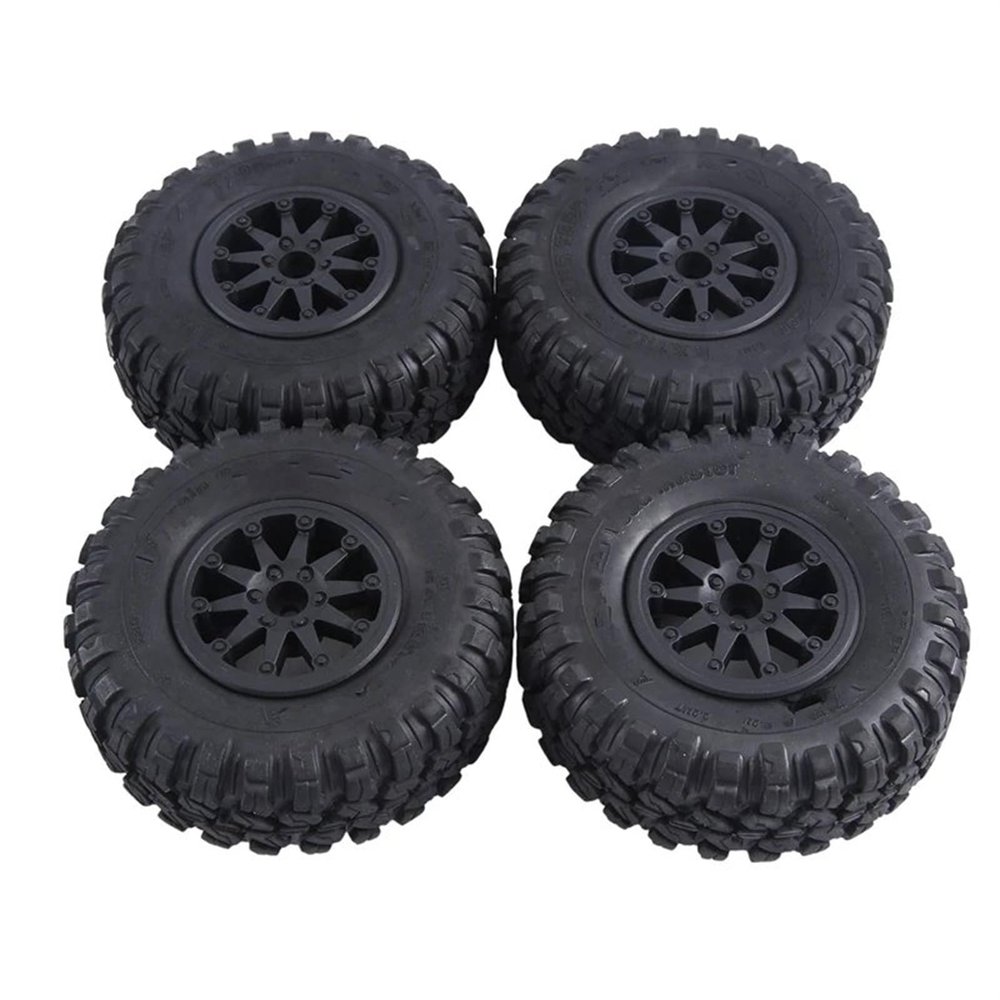 Rc Car Wheel Rim Tire for Axial SCX10 RR10 1:10 RC Rock Crawler 4PCS 118X44mm 2. Inch Rubber Tyres & Plastic Beadlock Wheel Rim(Black)