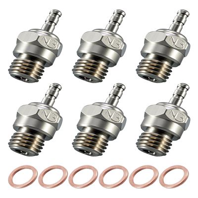 6-Pack 70117 Hot Glow Plug No.3, N3 Spark Nitro Engine Parts Fit for OS 8 Traxxas HPI HSP Kyosho 1/8 1/10 RC Car Truck Buggy, RC Glow Plug