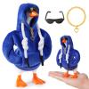 6 Set 7inch Desk Goose Outfits, Mini Desktop Goose Clothes Desk Goose Accessories Set for Magnetic Goose Statue ( Dark Blue Hoodie+ Sunglasses+ Necklace ) view 1