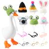 linastu 6 Set 7inch Desk Goose Outfits, Mini Desktop Goose clothes Desk Goose Accessories Set for Magnetic Goose Statue (Animal Hats+ Sunglasses) view 1