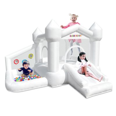 Causeair Inflatable White Bounce House with Ball Pit,Bounce Castle Indoor & Outdoor Use,Bouncy House with Blower for Kids 3-8