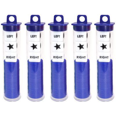 Ahoper Right Left Center Dice Game Prime Set Bundle with 3 Dices + 30 Chips. Round Tube Storage is Very Convenient for Travel. Easy to Store, Carry Around. (Blue 5 Pack)