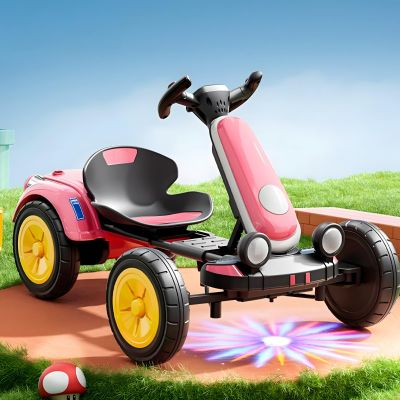 12v Electric go-Kart for Kids, Foldable Pedal go-Kart with Two-Position Adjustable seat, Off-Road-Style Anti-Skid Tires, LED Lighting, Perfect for Kids Aged 3 to 8.