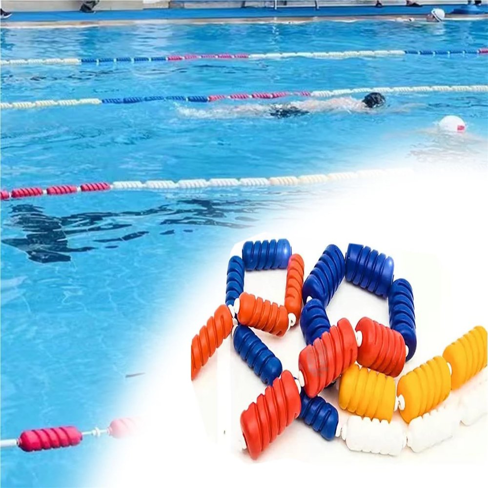 Pool Safety Rope Equipment with Floating Beacons, Swimming Basin Lane Divider for Water Park/Competition Divider, Spiral Pool Lane Separator Adjustable Length(L 72 ft/22 m)
