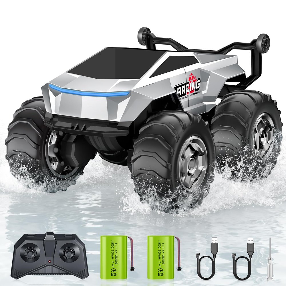 1:16 RC Truck Remote Control Car, 4WD Waterproof Amphibious RC Car All Terrain Pickup,TIME4DEALS 2.4GHz Remote Monster Truck with 360 Rotating Standing Stunt Toy Truck for Kids Boys 6 7 8 9 10 11 12+