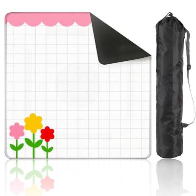 Mahjong Mat 31.5" x 31.5" Cute Colorful Flowers Pink Border Non-Slip Noise Reduction Mahjong Tiles Table Cover for Dominoes Poker Card Board and Tile Games