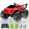 Remote Control Car RC Truck 1:16 Plus, 4WD Waterproof Amphibious RC Car All Terrain Pickup,2.4GHz Remote Monster Truck with 360 Rotating Standing Stunt Toy Car for Kids Boy Girl 4-7 8-12 Ages,Red view 1