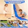15 Ft Flexible Race Car Track Double Lane Rolls Up Racetrack Compact, Compatible with Diecast 1/64th Cars, Outdoor Flex Track Gift for Ages 3 & Up-Blue view 4