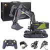 BICRKTOMXY 1:14 2.4G 4-in-1 RC Excavator with Ball Grabber/Wood Catcher/Breaking Head, 22CH RC Construction Vehicles with Dual Crawler & Realistic LED Lights Effects, Gifts for Adults Hobbyist view 1