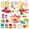 4 in 1 Color Dough Sets for Kids Ages 4-8,Kitchen Creation Toys with Ice Cream Maker,Noodle Maker,2-in-1 Hamburger&Cake Maker,Christmas Birthday Gifts for Boys Girls (16 Colorful Dough) view 1