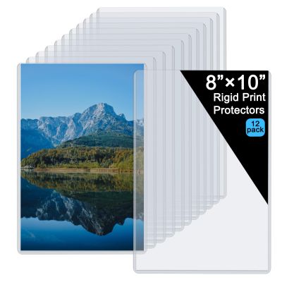 12 Pack 8" x 10" Clear Rigid Card Sleeves Top-Load Sheets Protectors Plastic Photo Sleeves Cardboard Holders Page Protectors for Binders, Pictures, Posters, Prints, Documents & Birth Certificates