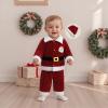 Pivanzore Toddler Baby Boys Girls Santa Claus Clothes Red Velvet Long Sleeve Christmas Coat and Long Pants 2Pcs Sets Outfit (Wine red, 3-4T) view 3
