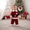 Pivanzore Toddler Baby Boys Girls Santa Claus Clothes Red Velvet Long Sleeve Christmas Coat and Long Pants 2Pcs Sets Outfit (Wine red, 3-4T) view 4