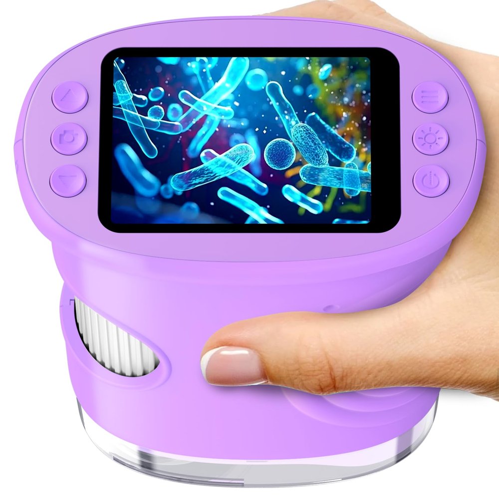 1000X Handheld Digital Microscope for Kids with 2.0" IPS Screen, Easter Gifts Portable STEM Science Lab Toy, Rechargeable Pocket Microscope Educational Gift for Boys & Girls Age 4-6 8-12, Purple