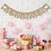 Engaged Banner Brown Burlap Sign Romantic Engagement Party Decorations Pre-Strung Heart Banner Garland Sign for Wedding Bridal Shower Party Backdrop Decorations view 2