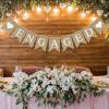 Engaged Banner Brown Burlap Sign Romantic Engagement Party Decorations Pre-Strung Heart Banner Garland Sign for Wedding Bridal Shower Party Backdrop Decorations view 3