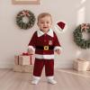 Pivanzore Toddler Baby Boys Girls Santa Claus Clothes Red Velvet Long Sleeve Christmas Coat and Long Pants 2Pcs Sets Outfit (Coral Red, 3-4T) view 4
