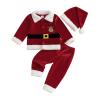 Pivanzore Toddler Baby Boys Girls Santa Claus Clothes Red Velvet Long Sleeve Christmas Coat and Long Pants 2Pcs Sets Outfit (Coral Red, 18-24 Months)