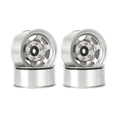WONFAST 4PCS 1.55 inch Metal Beadlock Wheels Rim Hub RC Aluminum Alloy Wheel Replacement for 1:10 RC Rock Crawler Car for Axial 90069 D90 TF2 Tamiya CC01 MST JIMNY Parts(6Spoke-Silver)