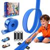 Flexible Race Car Track for Kids, 15Ft Race Track Toy with Suction Cups & 2 Alloy Cars & 3 Anchors, Compatible with Hot Wheels and Diecast 1/64th Cars for Ages 3 +, Rolls Up Portable Racetrack view 1
