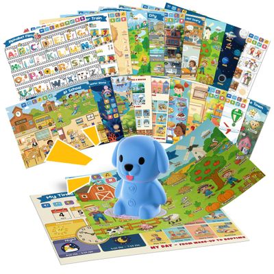QuTZ Talking Pen Poster Set, Learn to Read Sound Posters, 10 Tap to Read Audio Posters, 500+ Words & Fun Facts, 700+ Interactive Games, Electronic Educational Toy for Kids 3+