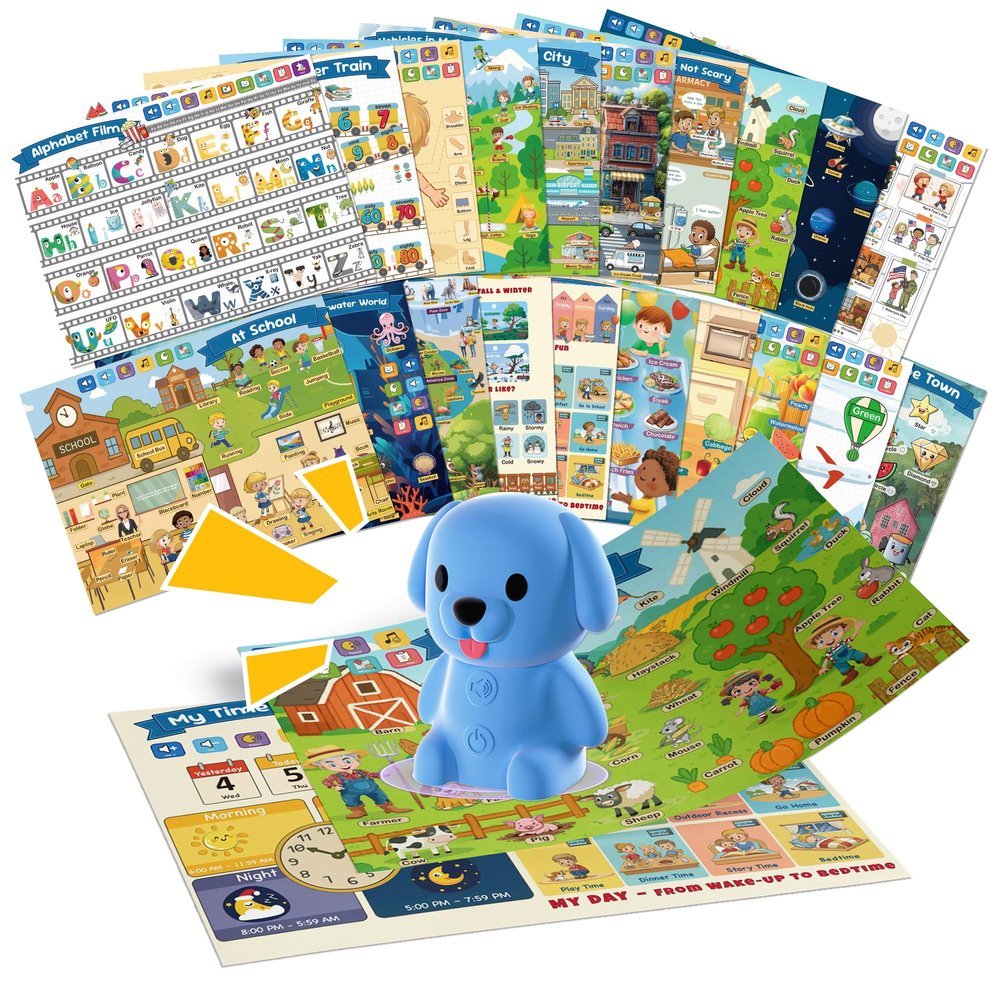 QuTZ Talking Pen Poster Set, Learn to Read Sound Posters, 10 Tap to Read Audio Posters, 500+ Words & Fun Facts, 700+ Interactive Games, Electronic Educational Toy for Kids 3+