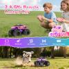 Amphibious Remote Control Car, 1:18 Pink Monster Truck Toys for Girls RC Cars, 2.4 GHz Waterproof RC Trucks, 4WD All Terrain Off-Road Pickup, Girls Christmas Birthday Gifts Presents Kids Toys Ages 6+ view 3