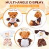 Civaner 2 Sets Fall Bear Clothes Outfit, Fit Most 12-16 Inch Bears Stuffed Animal Pajamas Plushie Clothes for Stuffed Animals, Beige and Mocha view 4
