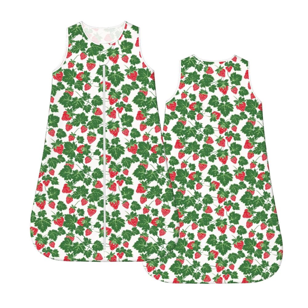 Muishi Strawberry And Leaf Baby Wearable Blanket Infant Boys Girls Sleeping Bag For Newborn Unisex Baby Stuff Sleep Sack Suit M(6-12month)