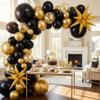 102pcs Black and Gold Balloon Garland Arch Kit with 2 Giant 3D Explosion Foil Stars, 18/12/10/5 Inch Metallic Latex & Confetti Balloons for 2026 Graduation, New Year Eve, Retirement Party view 3