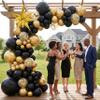 102pcs Black and Gold Balloon Garland Arch Kit with 2 Giant 3D Explosion Foil Stars, 18/12/10/5 Inch Metallic Latex & Confetti Balloons for 2026 Graduation, New Year Eve, Retirement Party view 4