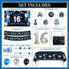 16th Birthday Decorations for Boys, 38Pcs 16 Birthday Boy Decorations Hide The Car Keys Banner Backdrop, Happy 16th Birthday Tablecloth, 16 Year Old Boy Birthday Balloons Hanging Swirls Cake Toppers view 2