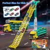 Race Track Truck Toys for 3 4 5 6 Years Old Kids - Carrier Truck Transport Car with 6 Die-Cast Cars Toys, 4-In-1 Truck with 2 Foldable Race Tracks, Christmas Birthday Gifts Toy for Toddler Boys,Yellow view 2