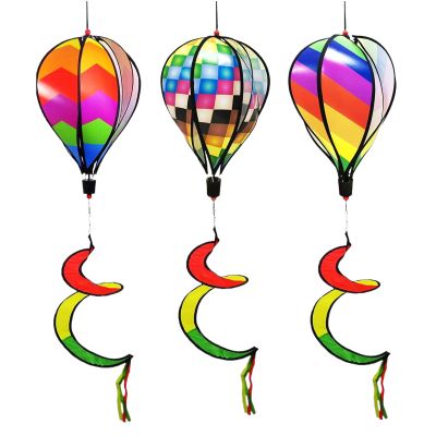 3 Pieces Hot Air Balloon Spinner Rainbow Garden Windmill 29.5cm Hot air Balloon Windmill Ornament Hanging Decor Colorful Weathervane Outdoor Yard Decoration for Garden Party Festival