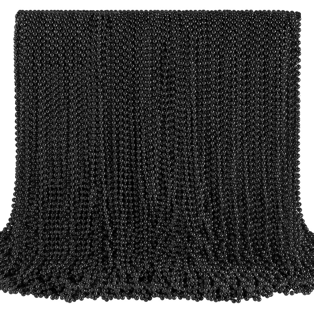 144 PCS Black Bead Necklaces, Black Mardi Gras Beads, New Year Eve Necklaces, 33 Inch Round Halloween Beaded Necklace, Party Beads for Mardi Gras, Christmas, Halloween, New Year Party Favors