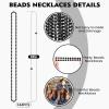 144 PCS Black Bead Necklaces, Black Mardi Gras Beads, New Year Eve Necklaces, 33 Inch Round Halloween Beaded Necklace, Party Beads for Mardi Gras, Christmas, Halloween, New Year Party Favors view 2