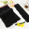 144 PCS Black Bead Necklaces, Black Mardi Gras Beads, New Year Eve Necklaces, 33 Inch Round Halloween Beaded Necklace, Party Beads for Mardi Gras, Christmas, Halloween, New Year Party Favors view 3