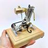 Steam Engine Model Building Kits, Single-Cylinder Four-Stroke Gasoline Engine with Pedal Start & Chain Drive, 45 Angle Motorcycle Style Engine Model for Science Experiment Display view 3