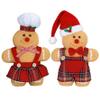 2PCS Gingerbread Man and Women Cute Christmas Plush Toys for Xmas Tree Topper Xmas Party Tabletop Decor. view 1