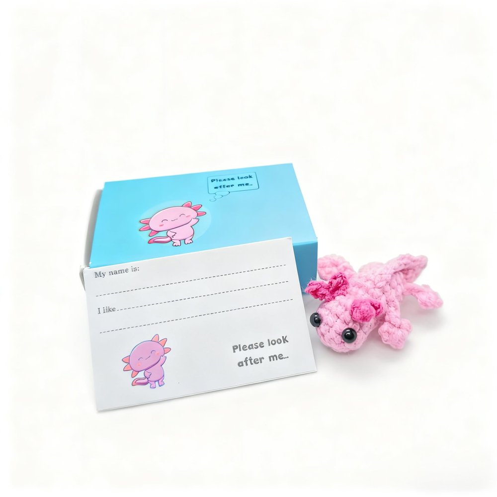 WENGIFT Mini Axolotl Gift Crochet Gift for Teen Boy Girl Birthday Gift for Boyfriend Girlfriend Her or Him for Niece, Nephew, Daughter or Cousin