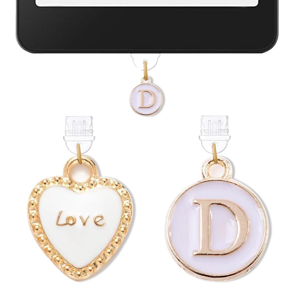 2PCS Initial Letter K Type D Dust Plug Charms Compatible with Kindle USB C
