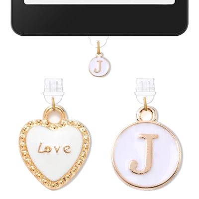 2PCS Initial Letter J Type C Dust Plug Charms Compatible with Kindle USB C