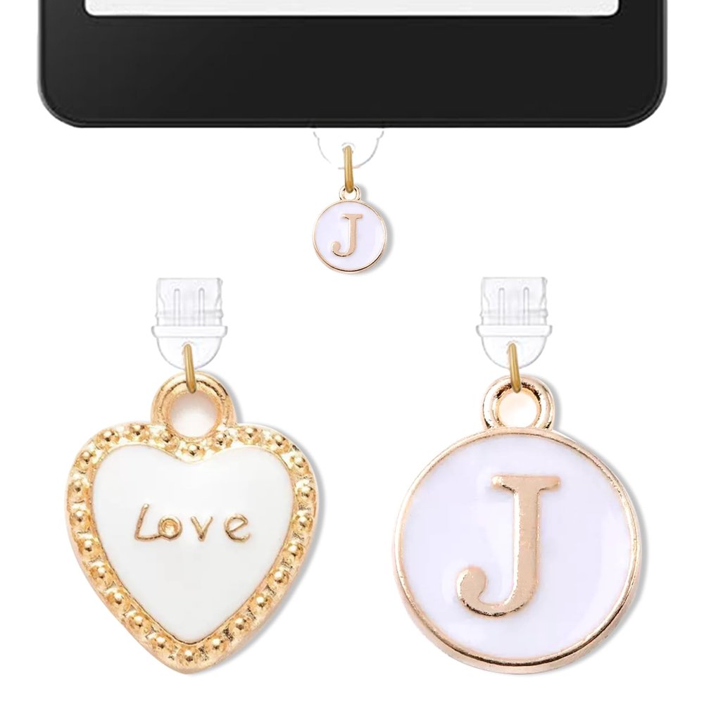 2PCS Initial Letter J Type C Dust Plug Charms Compatible with Kindle USB C