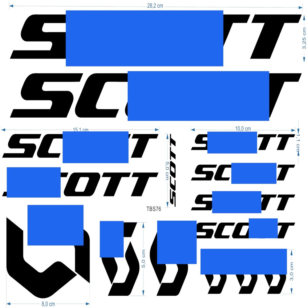 Black Racing and Mountain Bike Frame Stickers Compatible with Scott TBS76